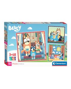 Clementoni Jigsaw Puzzle Super Color Square Bluey, 3x48pcs. 25308