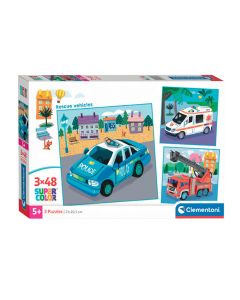 Clementoni Jigsaw Puzzle Super Color Square Emergency Services, 3x48 25318