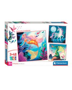Clementoni Jigsaw Puzzle Super Color Square Fantasy, 3x48pcs. 25319