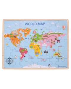 Wooden World Map Puzzle, 35dlg.