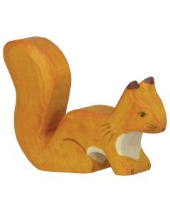 Figurine Holztiger Ecureuil debout orange