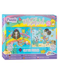 Grafix - Glitter Puzzle Set Mermaid, 2x24st. 400015-mermaid