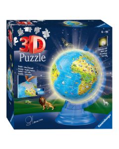 Ravensburger - XXL Kinder Globe Night Edition English 3D Puzzle, 180pcs. 112883