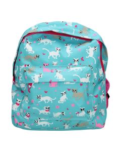Jouet-Plus Sac à dos bleu avec des chats pour enfants, 32cm