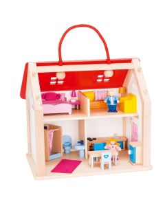 Wooden doll house Kit with Accessories