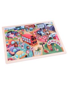 Classic World Wooden Jigsaw Puzzle Animals in the City, 49st.