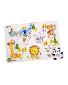 Classic World Wooden Stud Puzzle Wild Animals, 8st.