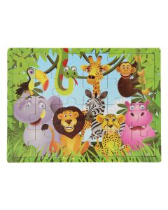 Wooden Puzzle - Cheerful Safari Animals, 24 pcs.
