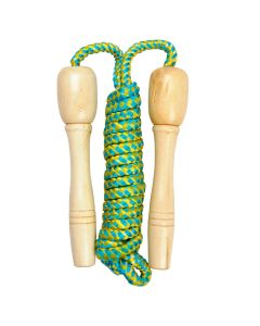 Jump rope with wooden handle