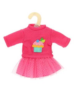 Dolls Pullover with Skirt Deep pink, 28-35 cm
