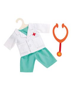 Doll doctor's outfit with stethoscope, 38-45 cm
