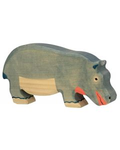 Figurine Holztiger Hippopotame mangeant
