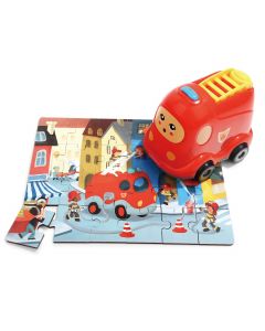 Topbright - Wooden Jigsaw Puzzle Fire Department with Fire Truck, 24pcs. 130907