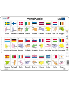Puzzle 54 pièces memo nom drapeaux/capital europe larsen gp2-fr