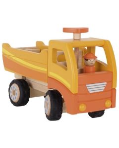 Grand camion benne basculante en bois orange