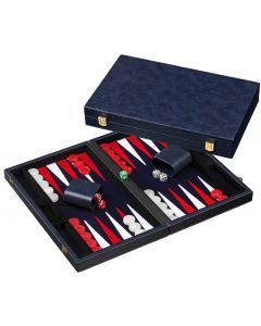 Backgammon Bleu marqueté velours 38,5 cm