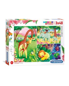 Clementoni Brilliant Puzzle Jungledieren, 3x48st.