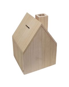 Playwood - Tirelire Maison avec cheminée en bois de Paulownia sl228c