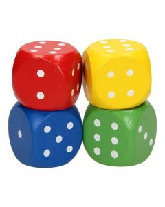 Jouet-Plus Jeu de dés en bois grande taille, 4 pcs