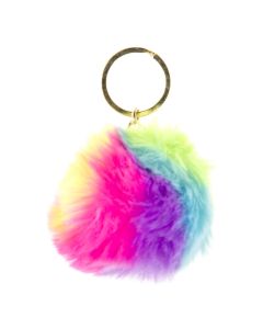Jouet-Plus Porte clés boule fourrure multicolore, 12pcs