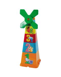 Jouet-Plus Pile de cubes + moulin, 41 cm