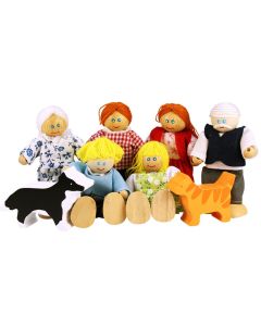 Wooden Dollhouse Family