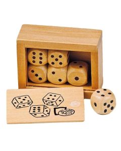 Boîte de 6 dés en bois