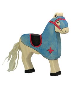 Figurine Holztiger Cheval de course bleu