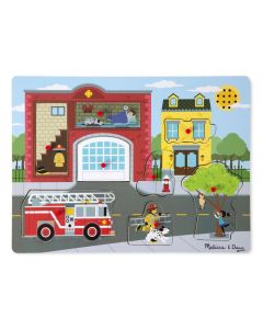 Puzzle musical en bois à encastrer la caserne de pompier Nicky 8 pièces