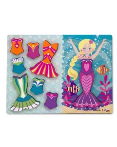 Puzzle 2 en 1 à encastrer en bois le dressing de la petite sirène 9 pièces
