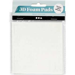 Creativ Company - 3D Foam Pads White 5x5x2mm, 2 Sheets 24639