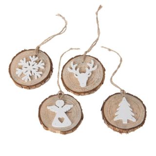 Wooden Disc Hangers Winter, 4pcs.