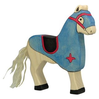 Figurine Holztiger Cheval de course bleu