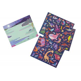 Loisir créatif bloc d'autocollants réutilisables en 3D animaux Dave