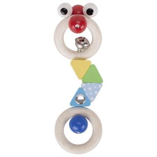 Hochet double anneaux aux triangles et perles multicolore Greg